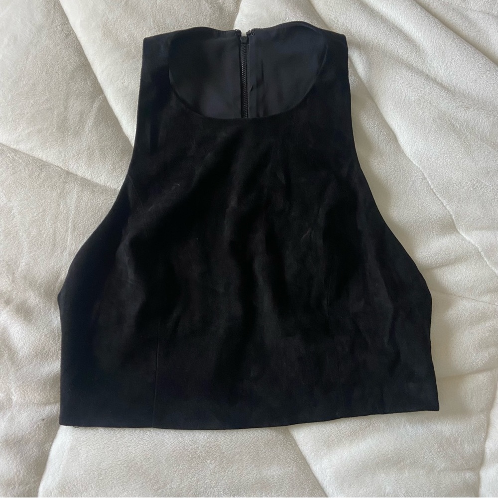 Alice and Olivia Pure Suede Racerback Crop Top Size 10 - $195 —> $88